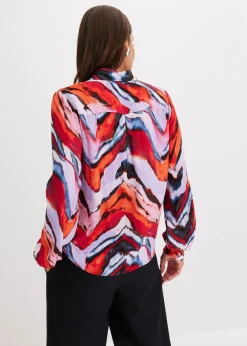 bonprix Bekleidung·Jacken & Mäntel|Nachhaltigere Materialien^bedruckte Bluse lila/schwarz/rot bedruckt