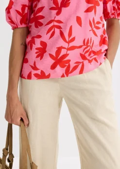 bonprix Bekleidung·Jacken & Mäntel|Blusen & Tuniken^bedruckte Carmenbluse aus feinem Viskose-Mix rot/pink floral