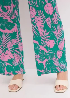 bonprix Bekleidung·Kleider|Hosen^bedruckte Hose lilapink/grün floral