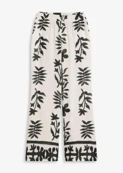 bonprix Bekleidung·Kleider|Hosen^bedruckte Hose aus fließender Viskose weiß/schwarz floral