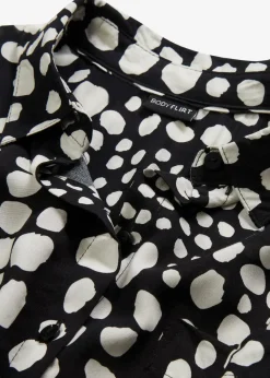 bonprix Blusen & Tuniken|Nachhaltigere Materialien^Bedruckte Longbluse aus nachhaltiger Viskose schwarz/wollweiß gepunktet