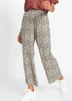 bonprix Bekleidung·Kleider|Hosen^Bedruckte Palazzo-Hose sand/schwarz zebra bedruckt
