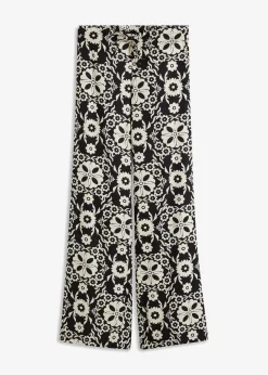 bonprix Bekleidung·Kleider|Hosen^bedruckte Schlupfhose schwarz/kieselbeige bedruckt