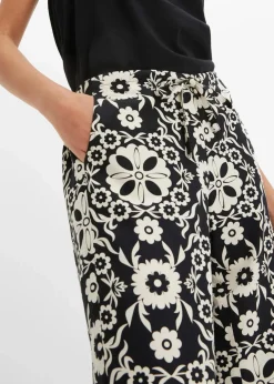 bonprix Bekleidung·Kleider|Hosen^bedruckte Schlupfhose schwarz/kieselbeige bedruckt