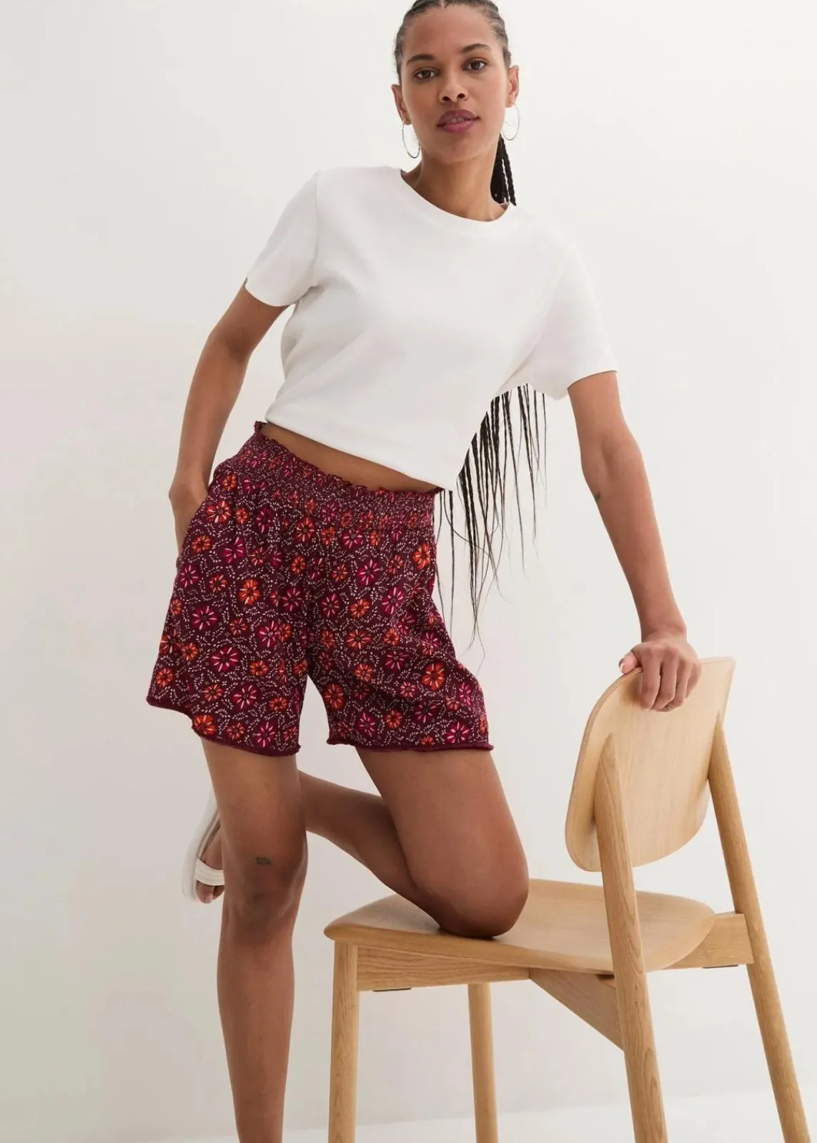 bonprix Bekleidung·Outdoorbekleidung|Bekleidung·Kleider^Bedruckte Schlupf-Shorts mit Gummibund dunkelbeere bedruckt
