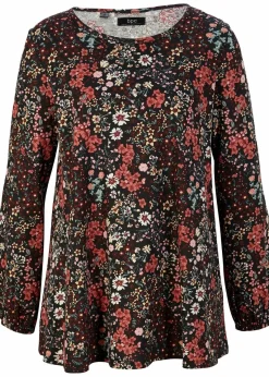 bonprix Shirts & Tops^Bedruckte Shirt-Tunika aus Baumwolle schwarz geblümt