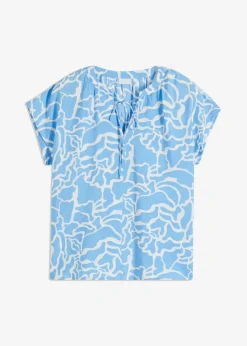 bonprix Bekleidung·Jacken & Mäntel|Blusen & Tuniken^bedruckte Tunikabluse blau/weiß bedruckt