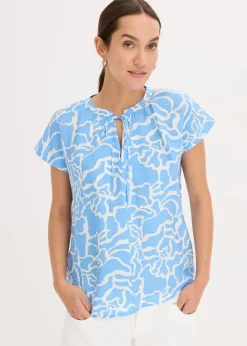 bonprix Bekleidung·Jacken & Mäntel|Blusen & Tuniken^bedruckte Tunikabluse blau/weiß bedruckt