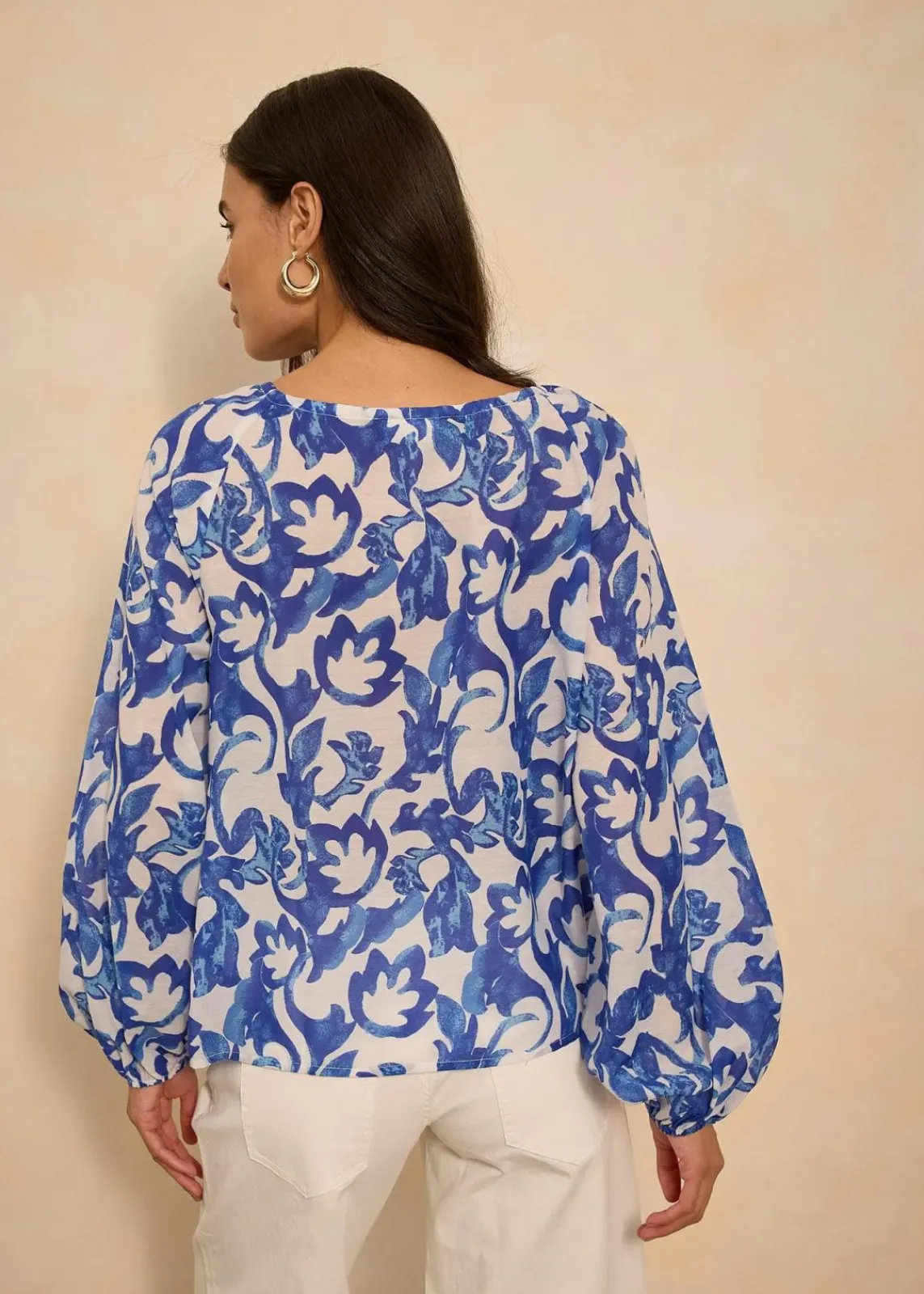bonprix Blusen & Tuniken^bedruckte Tunikabluse weiß/blau floral