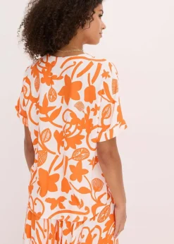 bonprix Bekleidung·Jacken & Mäntel|Blusen & Tuniken^bedruckte Tunikabluse aus fließender Viskose wollweiß/mango floral