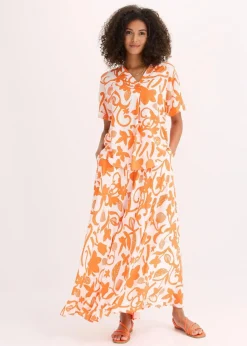 bonprix Bekleidung·Jacken & Mäntel|Blusen & Tuniken^bedruckte Tunikabluse aus fließender Viskose wollweiß/mango floral