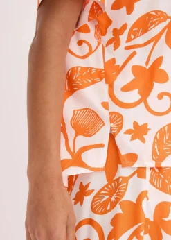 bonprix Bekleidung·Jacken & Mäntel|Blusen & Tuniken^bedruckte Tunikabluse aus fließender Viskose wollweiß/mango floral