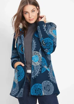 bonprix Jacken & Mäntel|Bekleidung·Hosen^Bedruckter Baumwoll-Parka mit Kapuze dunkelblau bedruckt