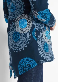 bonprix Jacken & Mäntel|Bekleidung·Hosen^Bedruckter Baumwoll-Parka mit Kapuze dunkelblau bedruckt
