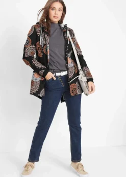 bonprix Bekleidung·Hosen|Jacken & Mäntel^Bedruckter Baumwoll-Parka mit Kapuze schwarz/kürbisorange bedruckt