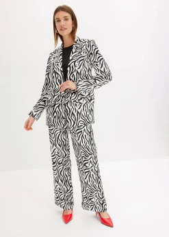 bonprix Zweiteiler & Sets|Blazer^bedruckter Blazer wollweiß/schwarz zebra bedruckt