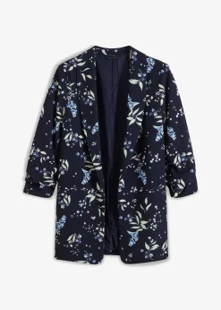 bonprix Bekleidung·Basics|Blazer^Bedruckter Longblazer dunkelblau geblümt