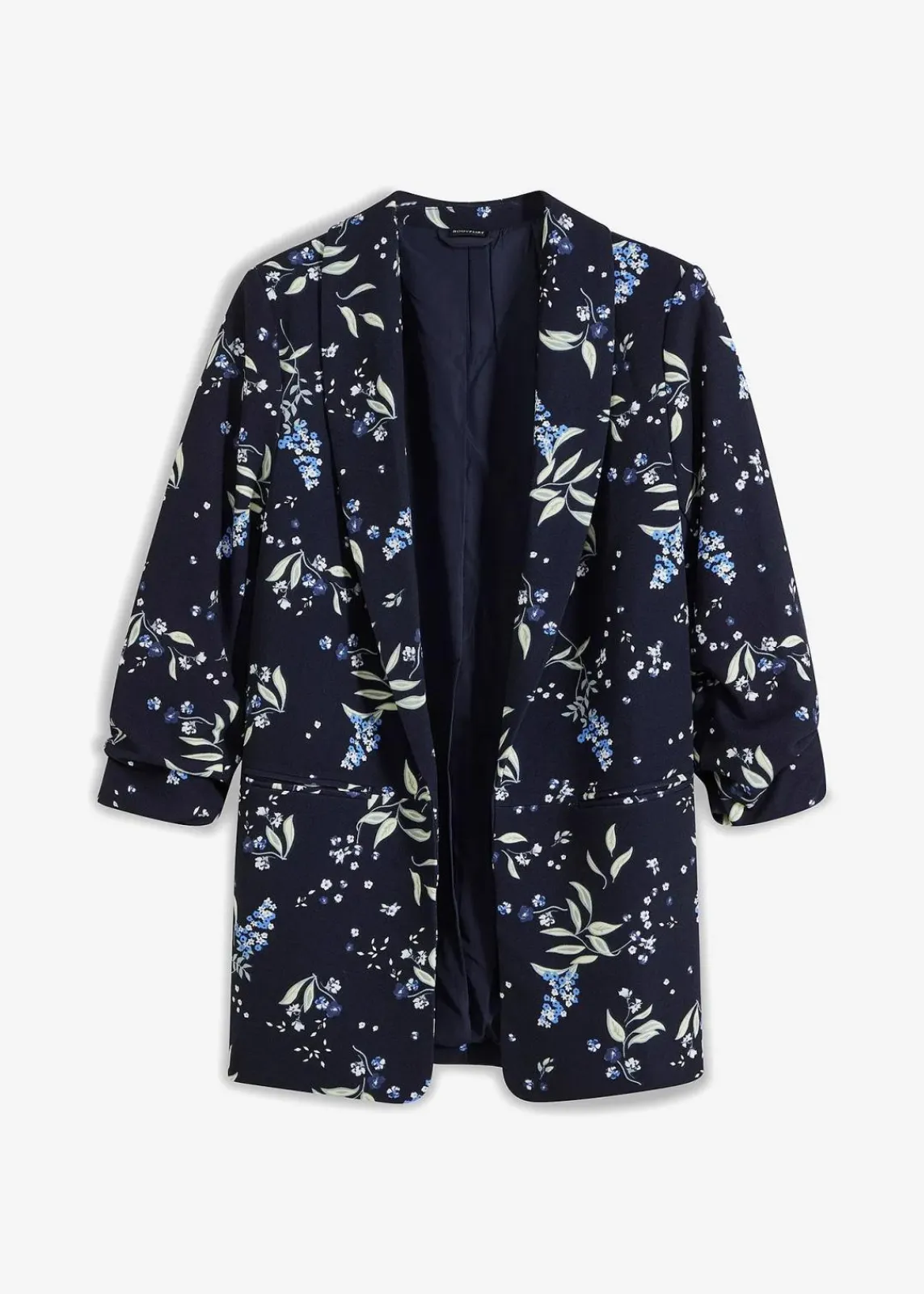 bonprix Bekleidung·Basics|Blazer^Bedruckter Longblazer dunkelblau geblümt