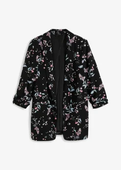 bonprix Blazer|Bekleidung·Basics^Bedruckter Longblazer schwarz geblümt