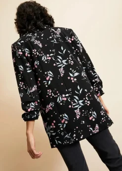 bonprix Blazer|Bekleidung·Basics^Bedruckter Longblazer schwarz geblümt