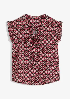 bonprix Bekleidung·Jacken & Mäntel|Blusen & Tuniken^bedrucktes Blusentop schwarz/pink graphisch bedruckt