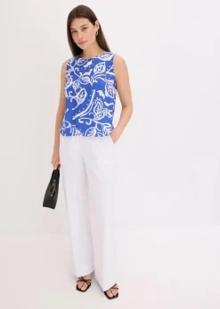 bonprix Bekleidung·Jacken & Mäntel|Blusen & Tuniken^bedrucktes Blusentop blau/weiß floral