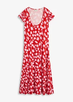 bonprix Kleider|Nachhaltigere Materialien^bedrucktes Jerseykleid aus softem Viskose-Mix rot geblümt