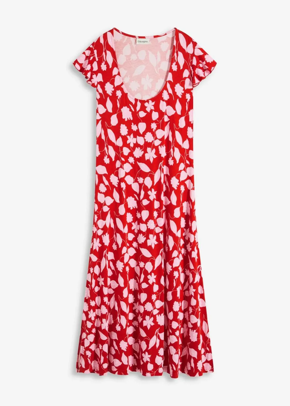 bonprix Kleider|Nachhaltigere Materialien^bedrucktes Jerseykleid aus softem Viskose-Mix rot geblümt