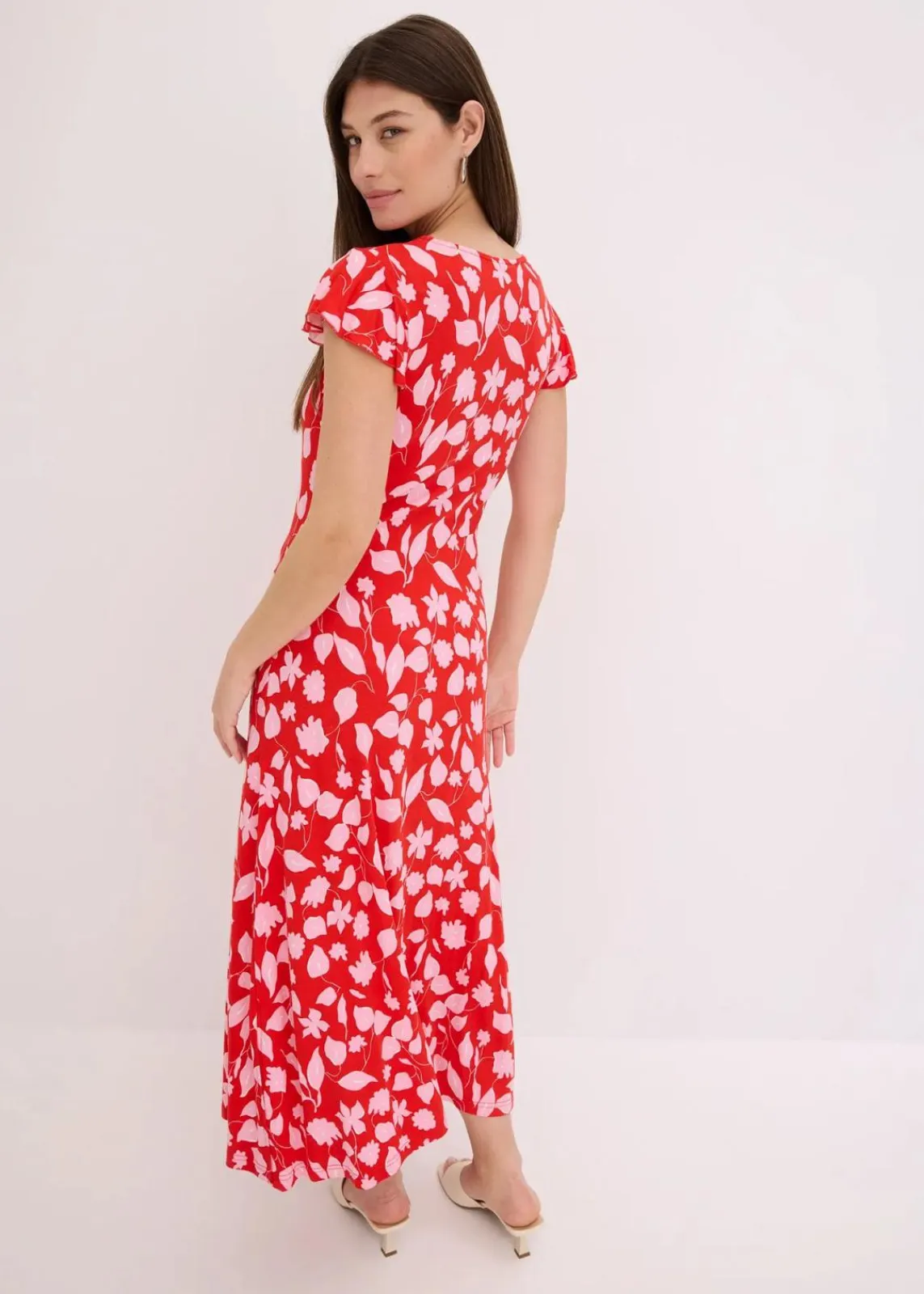 bonprix Kleider|Nachhaltigere Materialien^bedrucktes Jerseykleid aus softem Viskose-Mix rot geblümt