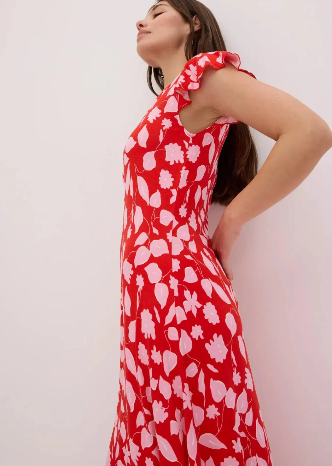bonprix Kleider|Nachhaltigere Materialien^bedrucktes Jerseykleid aus softem Viskose-Mix rot geblümt