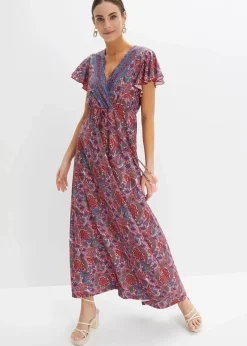 bonprix Bekleidung·Pullover & Strickjacken|Kleider^Bedrucktes Jersey-Maxikleid rosa floral