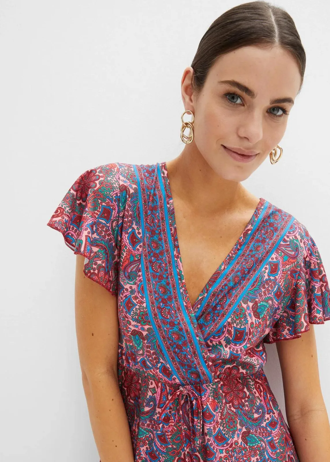bonprix Bekleidung·Pullover & Strickjacken|Kleider^Bedrucktes Jersey-Maxikleid rosa floral