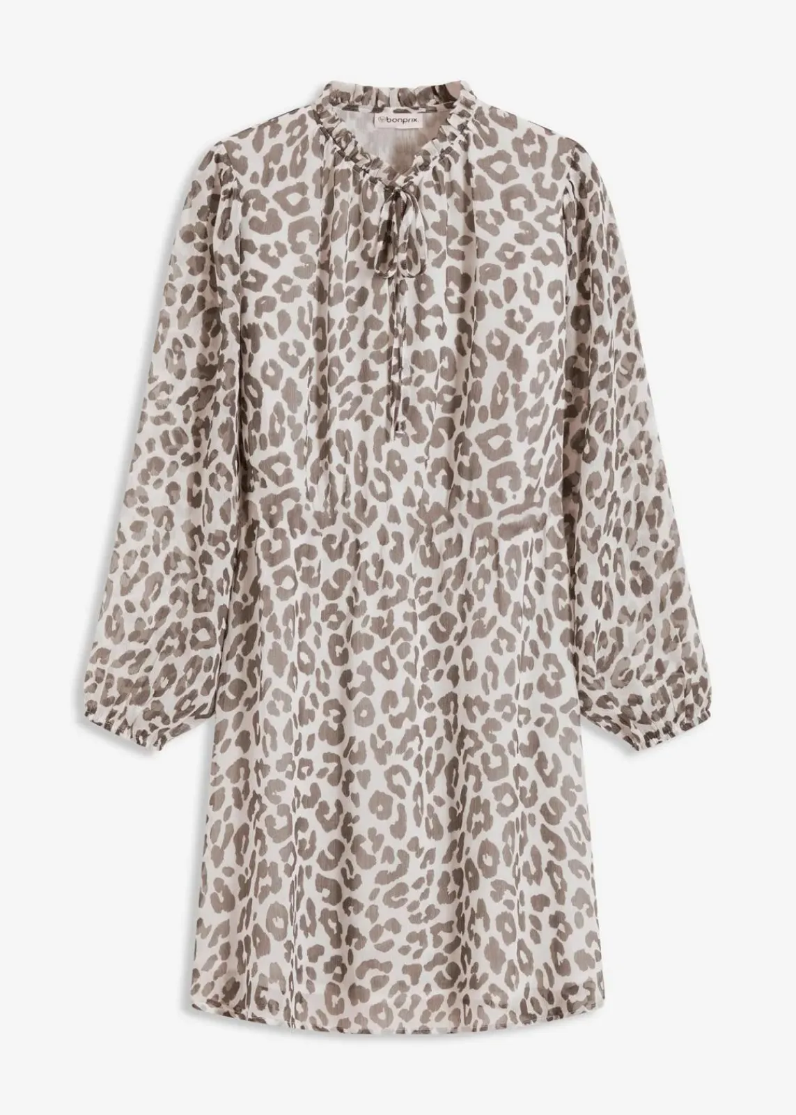 bonprix Kleider|Nachhaltigere Materialien^bedrucktes Kleid wollweiß/anthrazit leo bedruckt