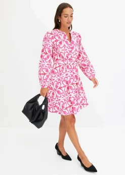 bonprix Kleider|Bekleidung·Pullover & Strickjacken^bedrucktes Kleid pink bedruckt