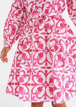 bonprix Kleider|Bekleidung·Pullover & Strickjacken^bedrucktes Kleid pink bedruckt