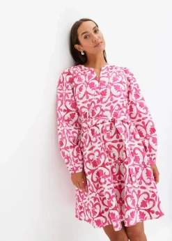 bonprix Kleider|Bekleidung·Pullover & Strickjacken^bedrucktes Kleid pink bedruckt