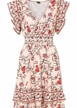 bonprix Kleider|Bekleidung·Pullover & Strickjacken^Bedrucktes Kleid apricot floral