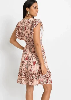 bonprix Kleider|Bekleidung·Pullover & Strickjacken^Bedrucktes Kleid apricot floral