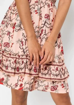 bonprix Kleider|Bekleidung·Pullover & Strickjacken^Bedrucktes Kleid apricot floral