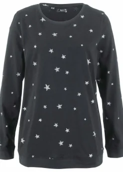 bonprix Shirts & Tops^Bedrucktes Langarmshirt aus Baumwolle schwarz bedruckt