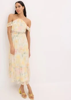 bonprix Bekleidung·Pullover & Strickjacken|Kleider^bedrucktes Maxikleid hellgelb floral