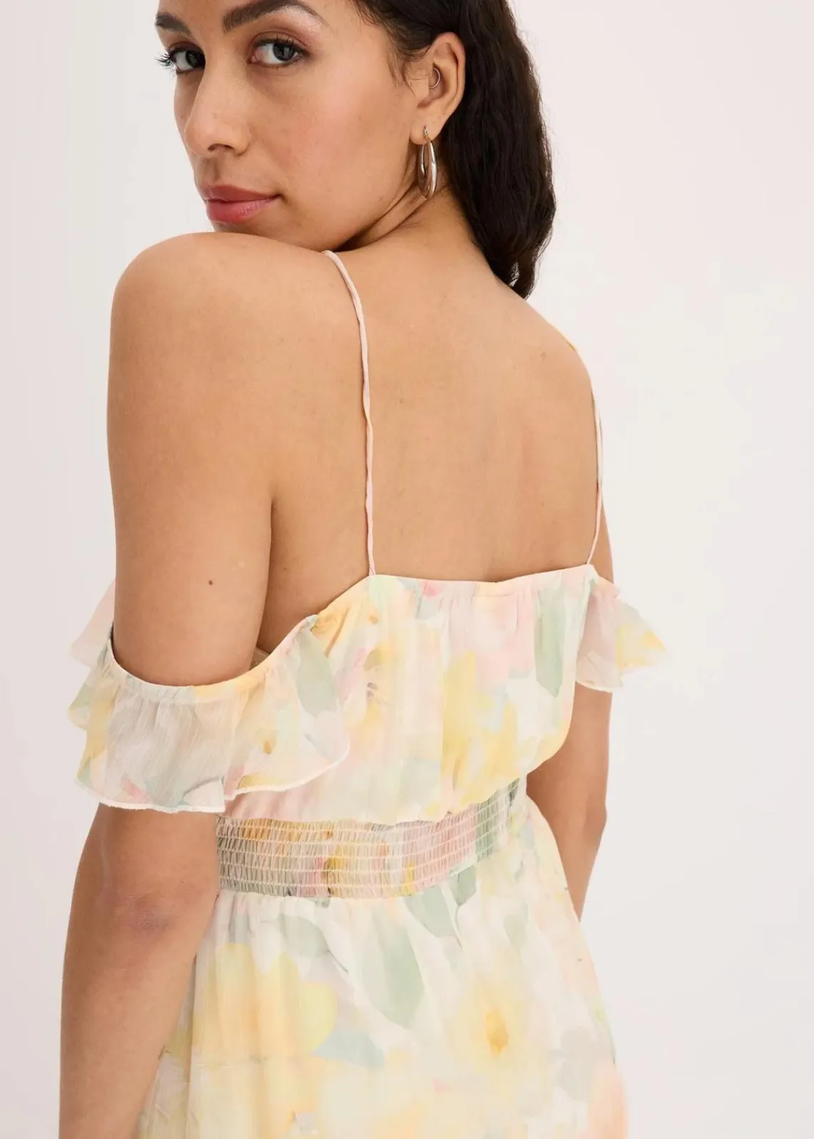bonprix Bekleidung·Pullover & Strickjacken|Kleider^bedrucktes Maxikleid hellgelb floral
