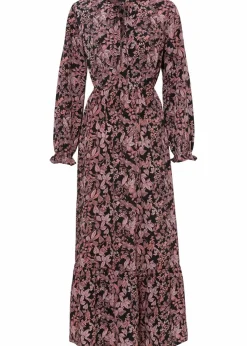 bonprix Bekleidung·Pullover & Strickjacken|Nachhaltigere Materialien^Bedrucktes Maxikleid schwarz/rosa floral