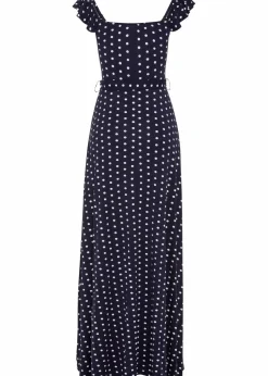 bonprix Nachhaltigere Materialien|Kleider^Bedrucktes Maxikleid dunkelblau gepunktet
