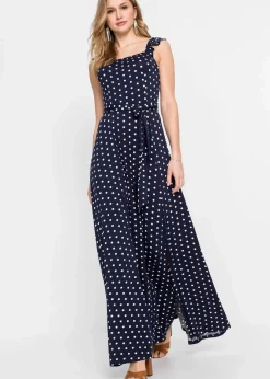 bonprix Nachhaltigere Materialien|Kleider^Bedrucktes Maxikleid dunkelblau gepunktet