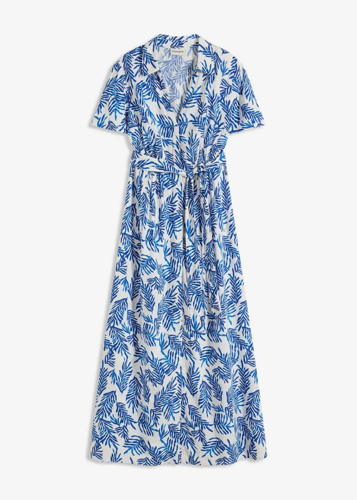bonprix Nachhaltigere Materialien|Kleider^bedrucktes Maxikleid aus fließender Viskose weiß/blau floral