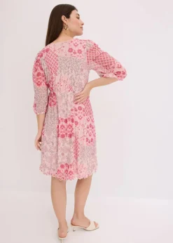bonprix Bekleidung·Pullover & Strickjacken|Kleider^bedrucktes Mesh-Tunika-Kleid pink bedruckt