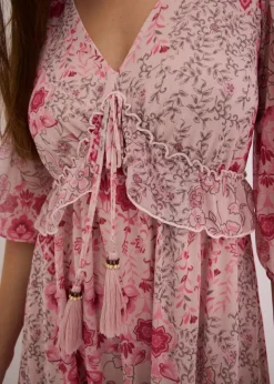 bonprix Bekleidung·Pullover & Strickjacken|Kleider^bedrucktes Mesh-Tunika-Kleid pink bedruckt