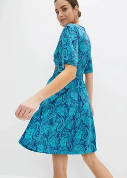 bonprix Kleider|Bekleidung·Pullover & Strickjacken^bedrucktes Minikleid türkis paisley