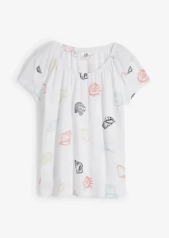 bonprix Nachhaltigere Materialien|Shirts & Tops^Bedrucktes Shirt mit Rundhalsausschnitt aus Bio-Baumwolle weiß